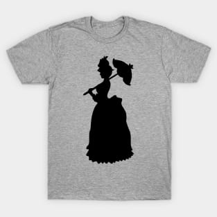 Victorian Woman Silhouette- black & white gown T-Shirt